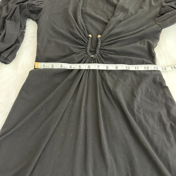 Just Cavalli Roberto Cavalli Dress Midi Black Jersey Knit Metal Bust Accent - 10 - Picture 8 of 10